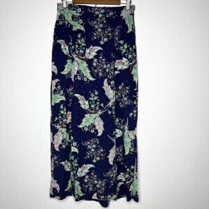 Varadero Navy Colorful Floral Paisley Side Slit Maxi Skirt Sz S